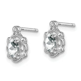 Sterling Silver 925 White Topaz & Diamond Earrings with Rhodium Finish Elegant Oval Design